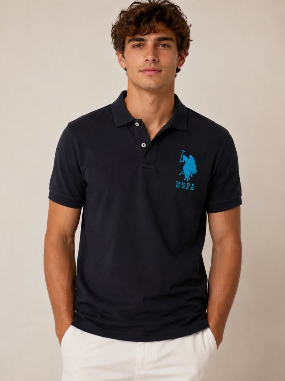 U.S. Polo Assn Black Blue Cotton Polo Shirt XL 18 Casual Preppy Y2K